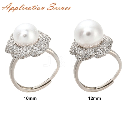 Flower Brass Micro Pave Cubic Zirconia Adjustable Ring Settings KK-K297-03P-1
