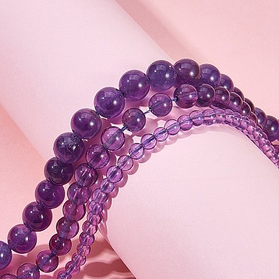 3 Strands 3 Styles Natural Amethyst Beads Strands G-SZ0001-14-1