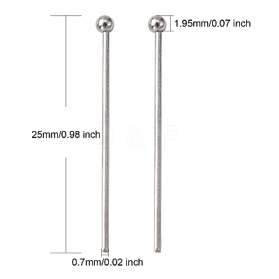 Tarnish Resistant 304 Stainless Steel Ball Head pins STAS-N017-02-25mm-1