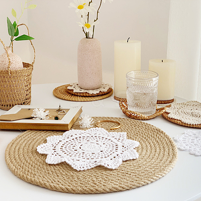 Woven Crochet Coasters Table Mats DIY-GF0001-15-1