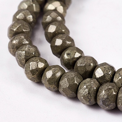 Natural Pyrite Beads Strands G-L051-6x4mm-01-1