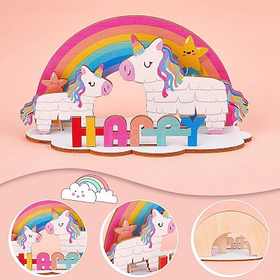 Basswood Cake Insert Card Decoration DIY-WH0016-69-1