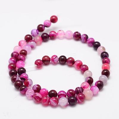 Natural Striped Agate/Banded Agate Bead Strands G-K155-A-4mm-02-1