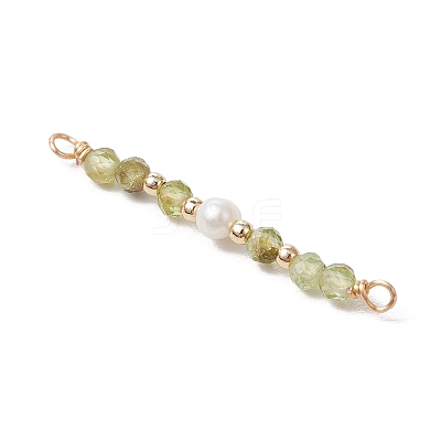 12Pcs 12 Styles Faceted Round Natural Mixed Stone Beaded Connector Charms PALLOY-JF03557-1