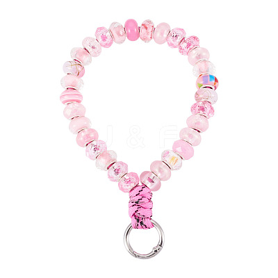 Resin Rondelle Bead with Polyester & Spandex Cord Phone Hand Strap Chains HJEW-TADJ0011-1