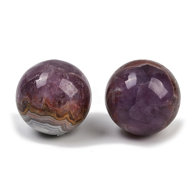 Natural Amethyst Lace Agate Sphere Beads G-H325-02-1