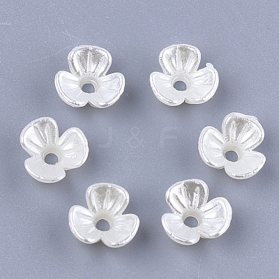 3-Petal ABS Plastic Imitation Pearl Bead Caps OACR-T018-01-1
