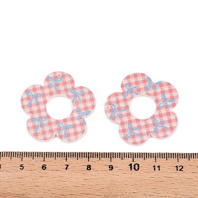 Flower Theme Printed Acrylic Pendants OACR-T028-06D-1