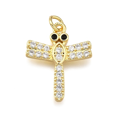 Rack Plating Brass Micro Pave Cubic Zirconia Pendants KK-K401-81G-1