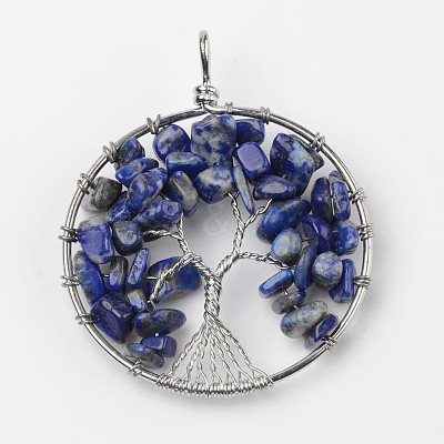 Tree of Life Natural Lapis Lazuli Big Pendants G-L455-D03-1