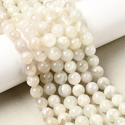 Natural White Moonstone Beads Strands G-F674-08-8mm-01-1