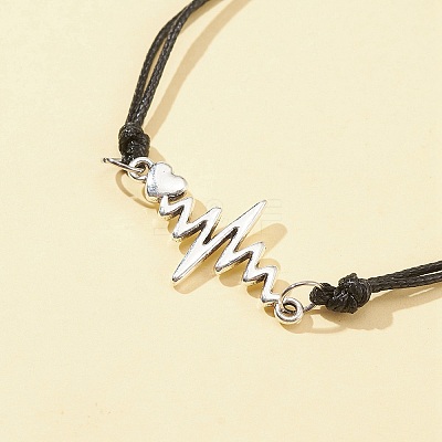 3Pcs 3 Styles Heart Beat & Infinity Alloy Link Bracelets Set BJEW-FZ00013-1