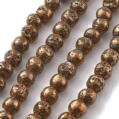 Electroplated Natural Lava Rock Beads Strands G-A251-B01-01A-1