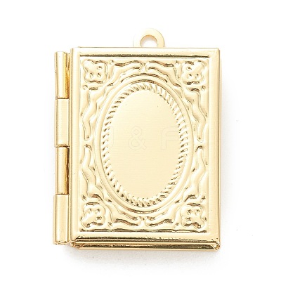 Brass Locket Pendants KK-P199-11G-1