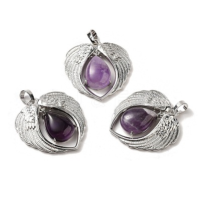 Natural Amethyst Teardrop Pendants KK-K331-02P-08-1