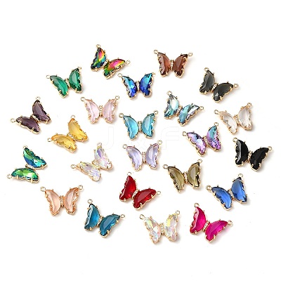Brass Pave Faceted Glass Connector Charms FIND-Z020-03-1
