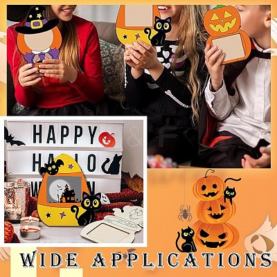 4 Bags 4 Styles Halloween Unfinished Wood Photo Frames WOOD-CJ0002-63-1