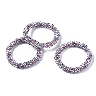 Faceted Transparent Glass Beads Stretch Bracelets BJEW-S144-002B-04-1