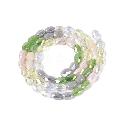 Electroplate Imitation Jade & Opaque & Transparent Glass Beads Strands EGLA-Q135-4x6MM-01E-1