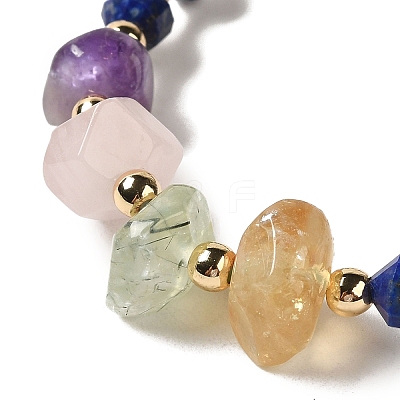 Faceted Natural Lapis Lazuli Stretch Beaded Bracelets BJEW-P318-01G-05-1