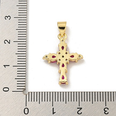 Rack Plating Brass Micro Pave Cubic Zirconia Pendants KK-C074-32G-01-1
