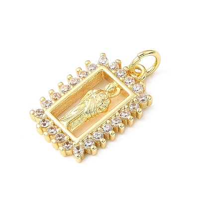 Religion Brass Micro Pave Cubic Zirconia Pendants KK-E799-02D-G-1