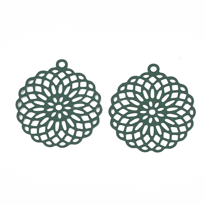 430 Stainless Steel Filigree Pendants STAS-T042-02B-1