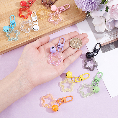 10Pcs 10 Colors Hollow Out Star Resin Pendant Decorations HJEW-BBC0001-42-1