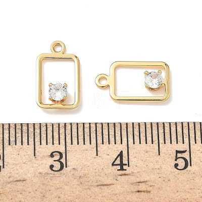 Brass Micro Pave Cubic Zirconia Rectangle Charms KK-Z136-04G-1