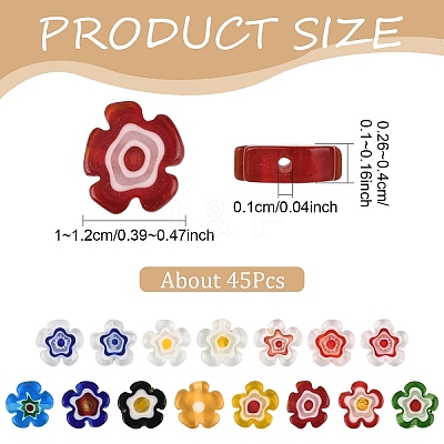 45Pcs 4 Styles Handmade Millefiori Glass Beads LAMP-YW0001-65-1