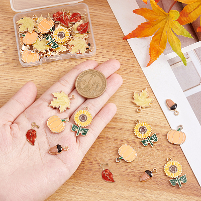 40Pcs 5 Style Alloy Enamel Pendants ENAM-SC0002-66-1
