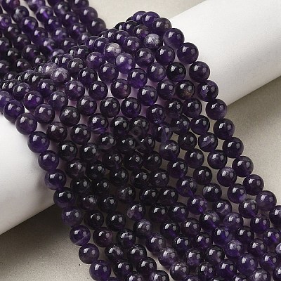 Natural Amethyst Beads Strands G-A274-C01-6mm-02-1