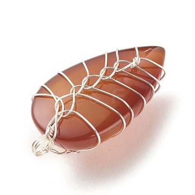 Natural Carnelian Pendants PALLOY-JF01384-03-1