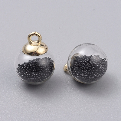 Transparent Glass Globe Pendants GLAA-TAC0002-K05-1