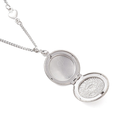 316 Stainless Steel Heart Oval Flat Round Locket Pendant 304 Stainless Steel Twisted Chain Necklaces NJEW-JN05839-1