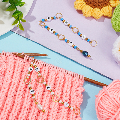 Acrylic Beaded Knitting Row Counter Chains HJEW-AB00591-1