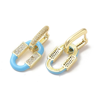 Oval Real 18K Gold Plated Brass Dangle Hoop Earrings EJEW-L268-041G-03-1