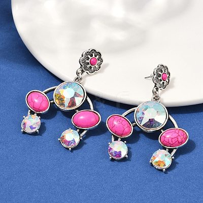 Alloy Synthetic Turquoise Dangle Stud Earrings EJEW-U053-08AS-1