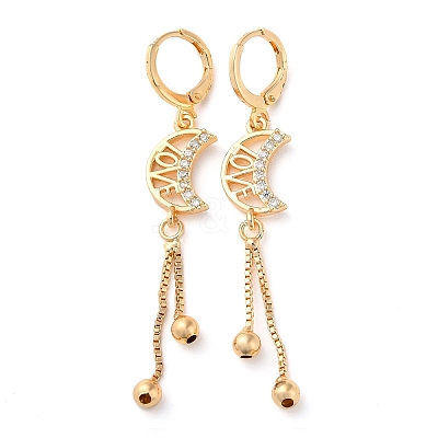 Rhinestone Moon with Love Leverback Earrings EJEW-K256-12KCG-1