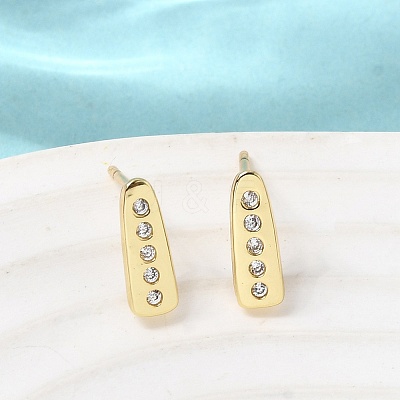 Teardrop Brass Micro Pave Clear Cubic Zirconia Stud Earrings EJEW-H180-26G-1