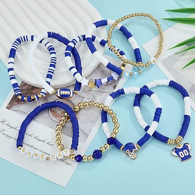 1 Set Handmade Polymer Clay Heishi Beads Stretch Bracelets Set BJEW-SZ0002-67A-04-1
