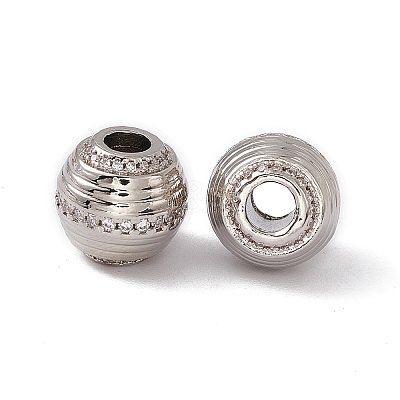 Rack Plating Brass Micro Pave Cubic Zirconia Beads KK-C007-46P-1