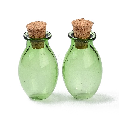 Oval Glass Cork Bottles Ornament LS-AJEW-O032-03F-1