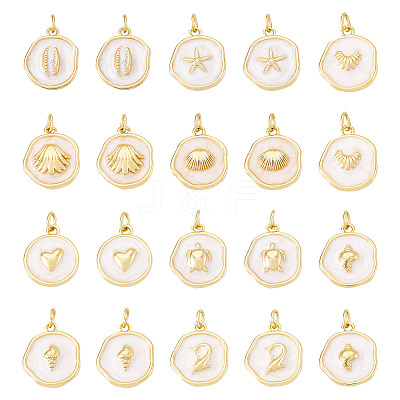 20Pcs 10 Styles Ocean Theme Brass Enamel Pendants KK-TA0002-04-1