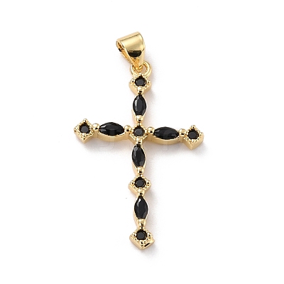 Eco-friendly Brass Micro Pave Cubic Zirconia Pendants KK-D066-26G-RS-1