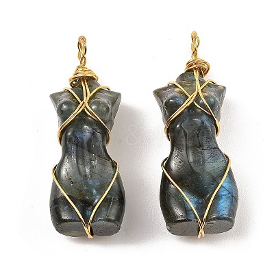 Natural Labradorite Pendants G-K338-30G-02-1