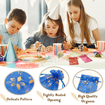 100Pcs 10 Colors Organza Drawstring Jewelry Pouches OP-TA0001-02-1