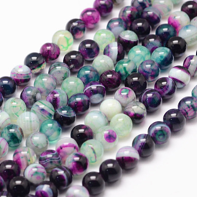 Natural Striped Agate/Banded Agate Bead Strands X-G-K155-A-6mm-10-1