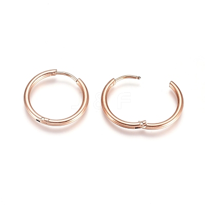 304 Stainless Steel Huggie Hoop Earrings EJEW-G272-02-16mm-RG-1