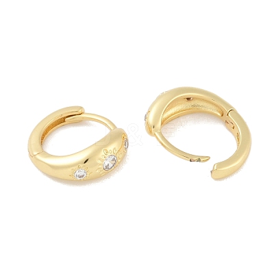 Rack Plating Brass Micro Pave Clear Cubic Zirconia Hoop Earrings KK-A224-21G-1